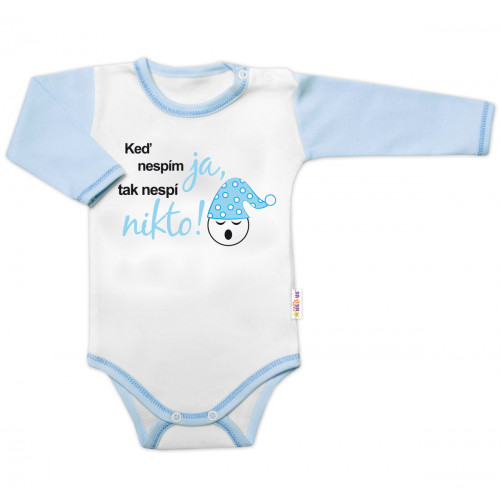 Body dlhý rukáv s vtipným textom Baby Nellys, Keď nespím ja, tak nespí nikto, kluk