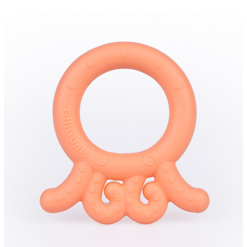 GiliGums Detské hryzátko Baby Octopus Teether, 3m+, marhulova, 1 ks