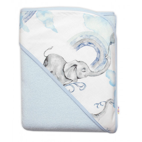 6-dielna výhod. sada s darčekom pre bábätko Baby Nellys, 135x100 Slon a dúha, modrá/biela