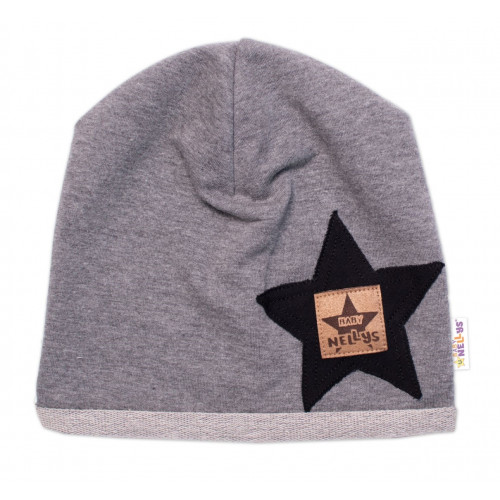Detská čiapka bavlna, Baby Star, Baby Nellys, sivá