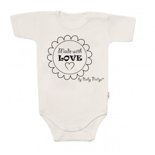 Body krátky rukáv Baby Nellys, Made with love, béžové, veľ. 68