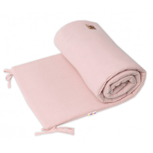 Mušelínový mantinel 160x33 cm, Baby Nellys, púdrovo ružový