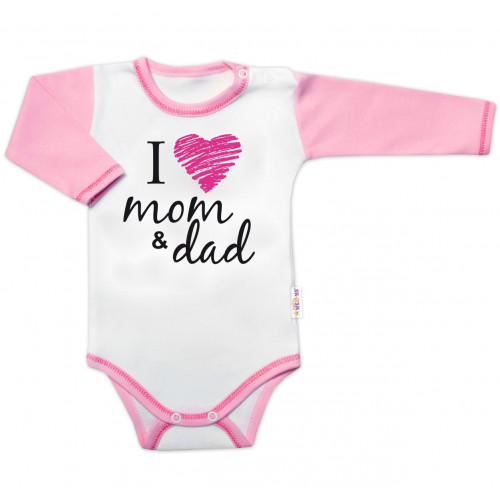 Body dlhý rukáv Baby Nellys, I love mom & dad, holka, veľ. 80