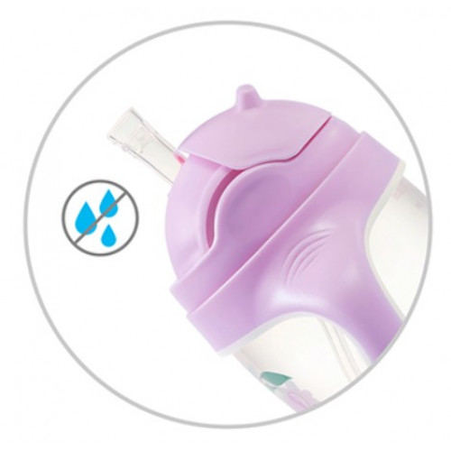 Nekvapkajúci hrnček so zaťaženou slamkou BabyOno, 240 ml, lila