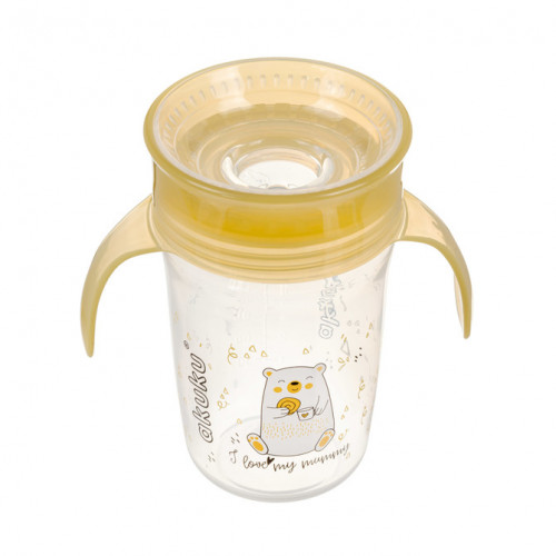 Nevylievajúci hrnček s úchytmi, I love mum Mummy 240 ml, transparentný/žltý