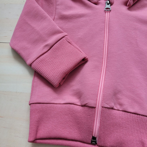 2-dielna bavlnená tepláková súprava s odopínacou kapucňou - ružová