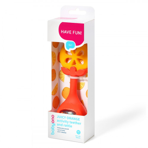 BabyOno Edukačná hryzátko s hrkálkou - Pomaranč. kat. 499/01
