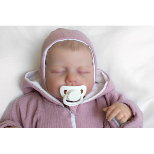 Mušelínová čiapočka na zaväzovanie bonetka Girl, Hand Made, púdrová, ružová, veľ. 56