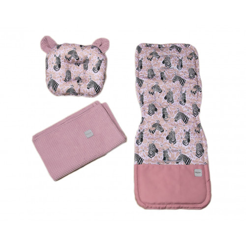 Baby Nellys 2-dielna súprava do kočíka + dečka, Vafel + bavlna PREMIUM, Zebra