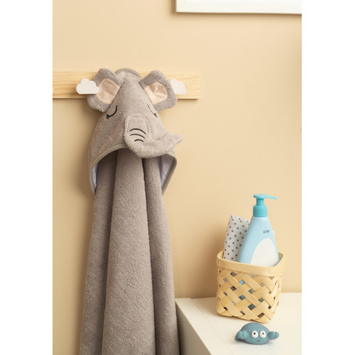 Detská osuška 100x100cm, froté bavlna, Sloník - šedá