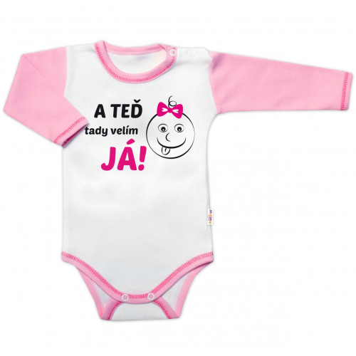 Baby Nellys Body dlhý rukáv s vtipným textom, A TEĎ tady velím JÁ!, Holka, veľ. 80