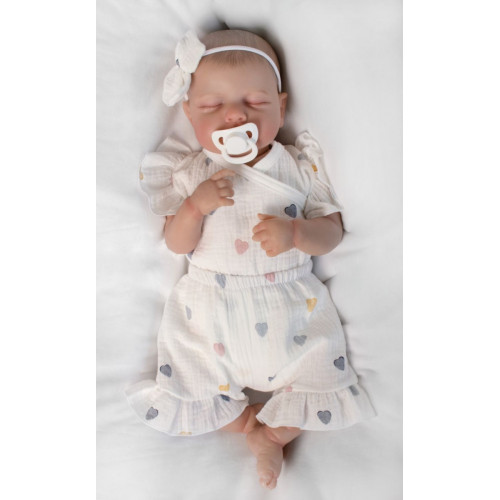 Zavinovacie body, kraťasky + čelenka, mušelín, Srdiečko, Baby Nellys, smotanové, veľ. 86