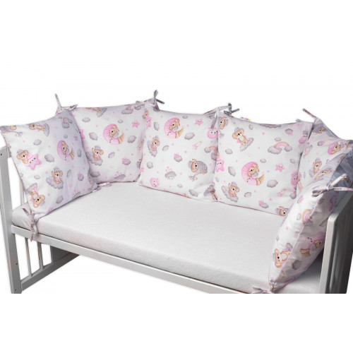 Vankúšikový mantinel 6ks 40x40cm, Baby Nellys, Dreams Koala - ružový