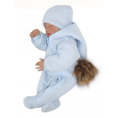 Z&Z Prechodová kombinéza s kapucňou a kožušinovou brmbolcom, modrá, veľ. 86