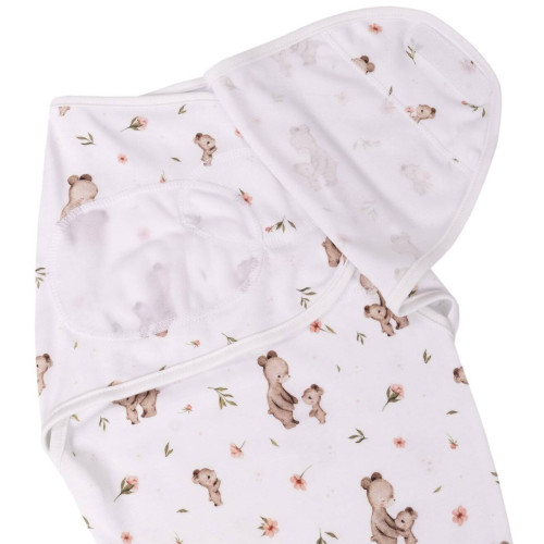 Bavlnený zavinovací vak, zavinovačka Mommy Bear, biela/hnedá