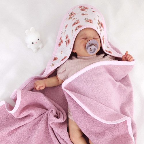 Detská osuška 100x100cm, froté bavlna, Kačičky - biela, púdrovo ružová