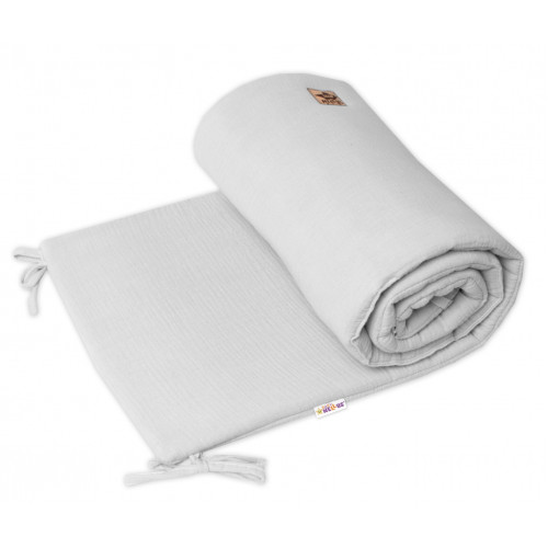 Mušelínový mantinel 160x33 cm, Baby Nellys, svetlo sivý