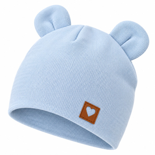 Z & Z Dvojvrstvová bavlnená čiapočka LOVE TEDDY, sv. modrá