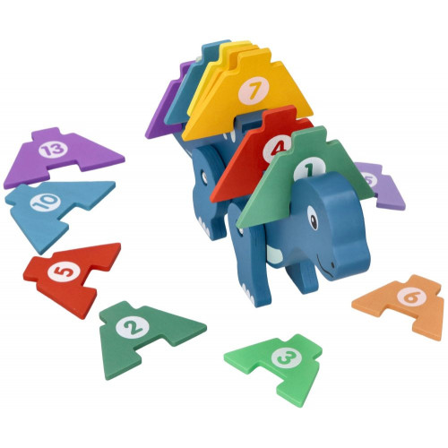 Edukačná hračka puzzle s číslami,  Dinosaurus - modrý