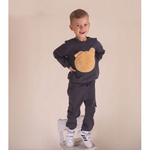 Detská bavlnená mikina Nicol, Bear, grafit
