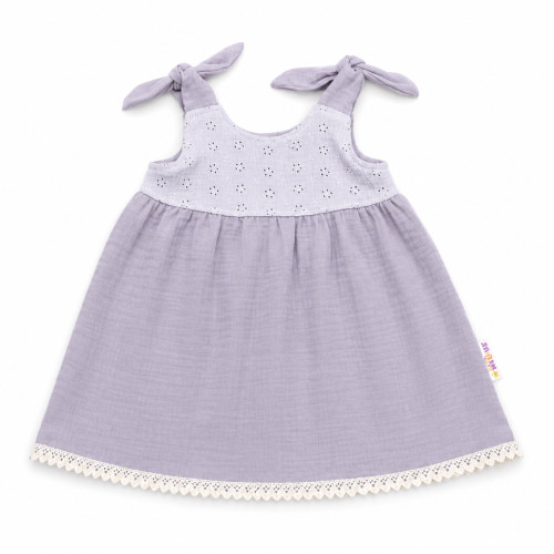 Baby Nellys Letné ľahučké mušelínové šaty Summer - šedé , veľ. 92/98