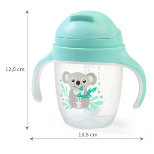 Nekvapkajúci hrnček so zaťaženou slamkou BabyOno, 240 ml, mätový