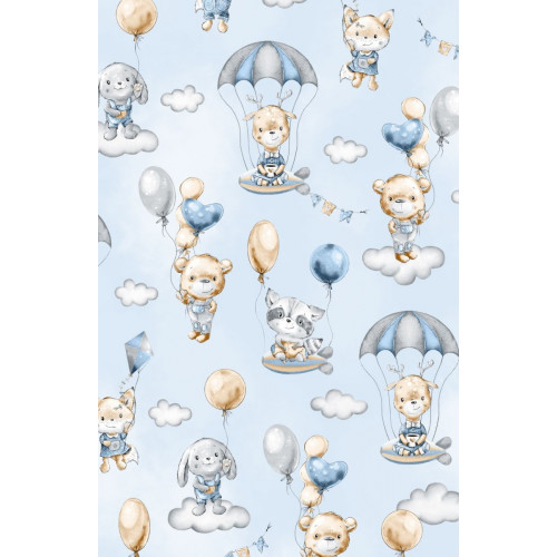 BABY NELLYS 3-dielna sada mantinel s obliečkami, Lietajúce zvieratká, modrá, 135x100 cm