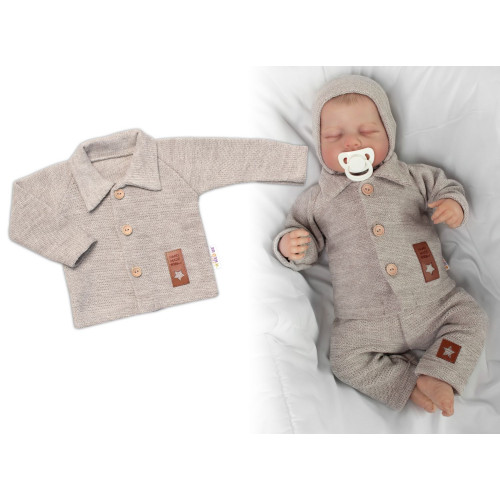 Pletený svetrík s gombíkmi Boy, Baby Nellys, béžový, veľ. 68