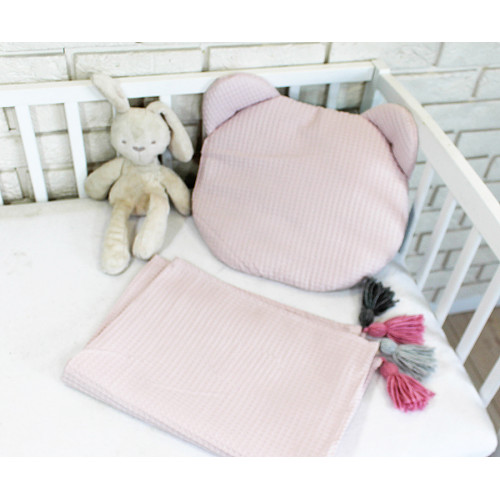 Baby Nellys Detská vaflová 2 dielna sada Macko - starorůžová