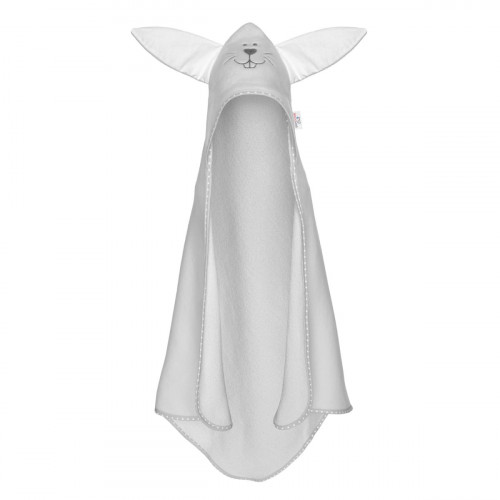 Osuška s kapucňou a uškami Zajačik, 80x80 cm - šedý