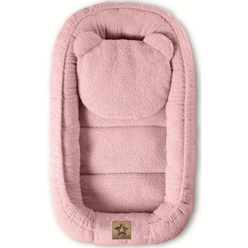 Obojstranné hniezdočko s vankúšikom Teddy Bouclé - pudrovo rúžová
