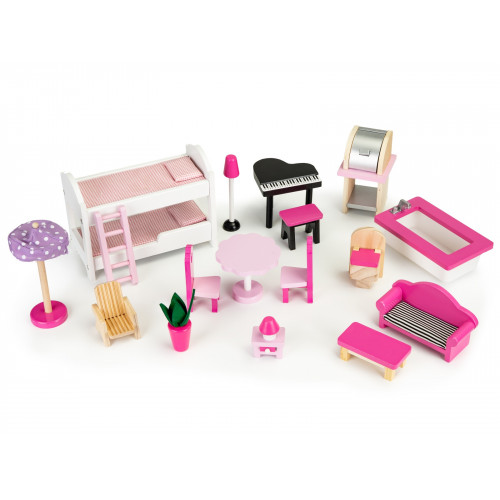 Drevený domček pre bábiky XXL, s výťahom a šmykľavkou