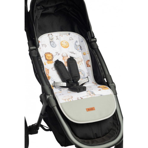 Vložka do kočíka, mušelín, Hviezdne zvieratká, šedá