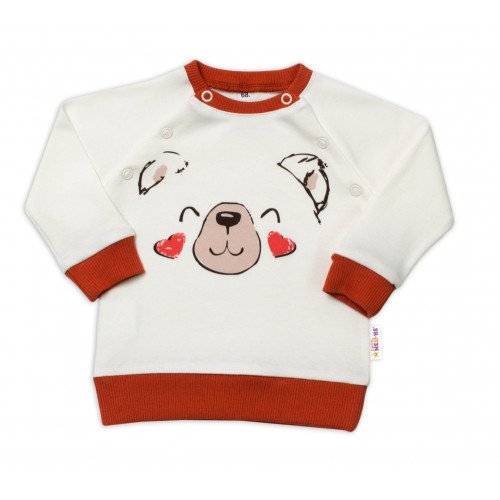 Baby Nellys Dojčenská tepláková súprava Teddy,dvojaké zap. pri krku - smotanová, veľ. 74