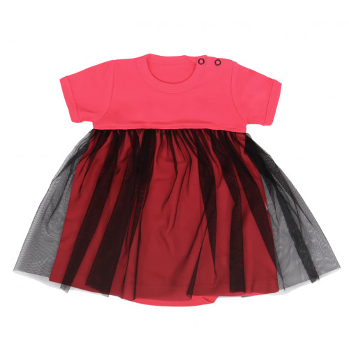 Mamatti Sukničkobody s tylom, Kr. rukáv, Myška - tm. růžová, čierna, veľ. 80