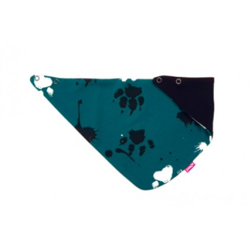 BEXA dvojvrstvová čiapka na zaväzovanie s uškami + šatka - Labky, petrolejová