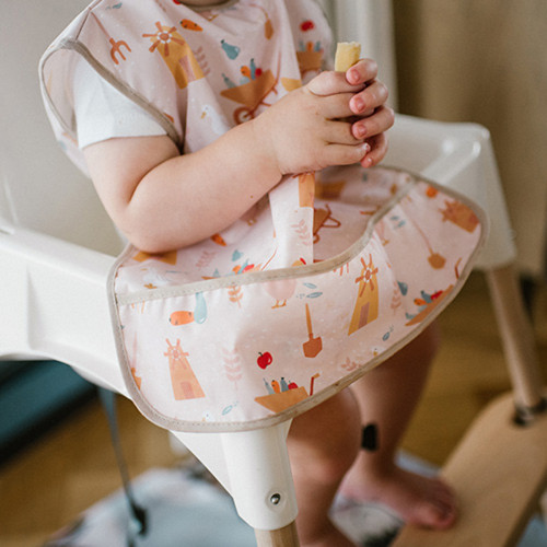 Detský podbradník, zásterka s vreckom Farmár, béžová