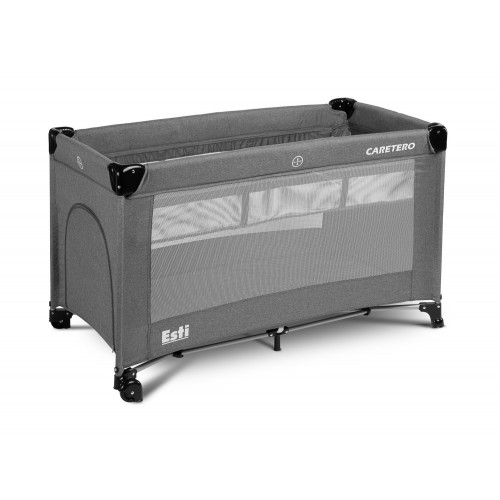 Cestovná postieľka so sťahovacou bočnícou, ESTI - grafit