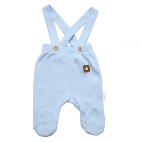 Bavlnená súprava Gentleman 3D, body, polodupačky s lacnom + čiapočka, modrá/biela, veľ. 62