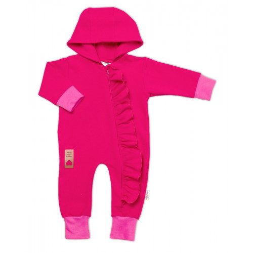 Teplákový overal s volánikom a kapucňou GIRL, Baby Nellys, amarant, veľ. 62