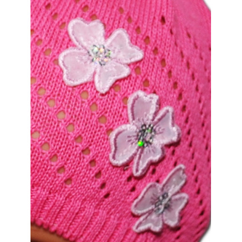 Háčkovaná čiapočka Kvetinky Baby Nellys ® - tm. ružová
