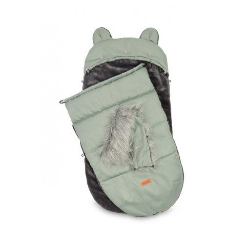 Zimný fusák s kožušinou 100x50cm, šalviovo zelený