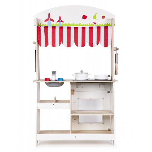 Eco Toys Drevená kuchynka s príslušenstvom, 101 x 60 x 27 cm - biela