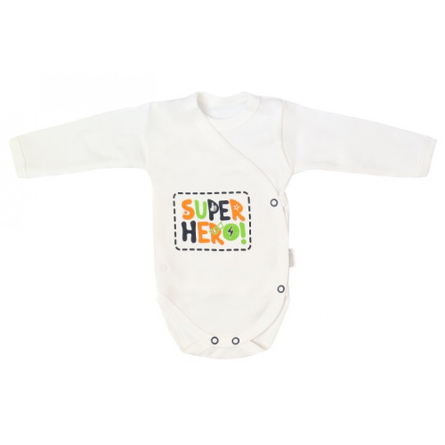 Mamatti Dojčenské body dlhý rukáv, zapínanie bokom, Hero - biele, veľ. 56