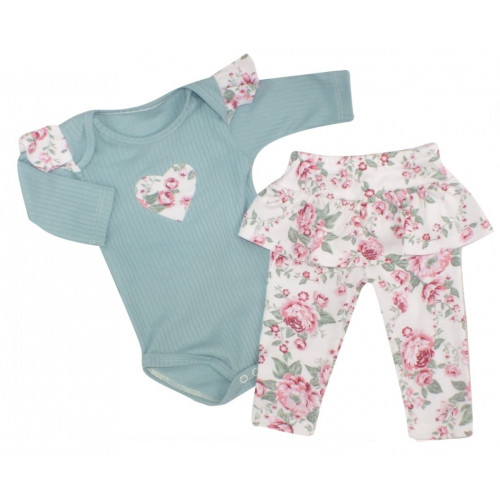 Z&Z 2-dielna súpravička body a legíny so sukničkou Kvety - matová/ecru, veľ. 80