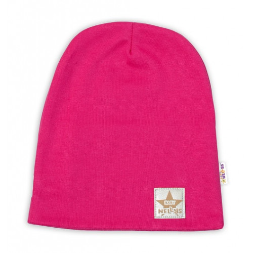 Detská funkčná čiapka s dvojitým lemom - tm. růžová