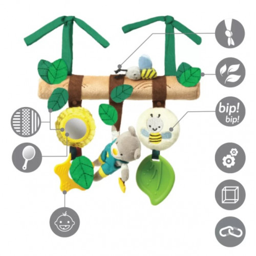 Závesná edukačná hračka na kočík Teddy Gardener, mätová, béžová