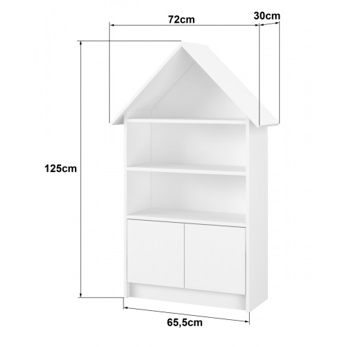 Drevená knižnica/skriňa na hračky NELLYS Domček, biela