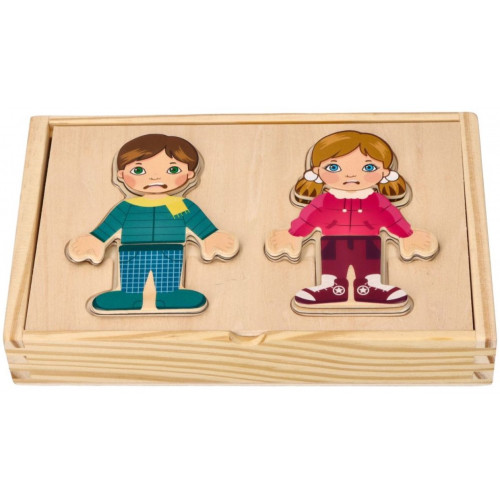 Drevená magnetická skladačka v obliekaní - Holka a chlapec