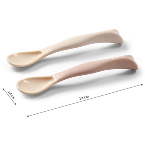 Silikónové lyžičky pre deti, mäkké, flexibilné 2 ks, béžová/ružová